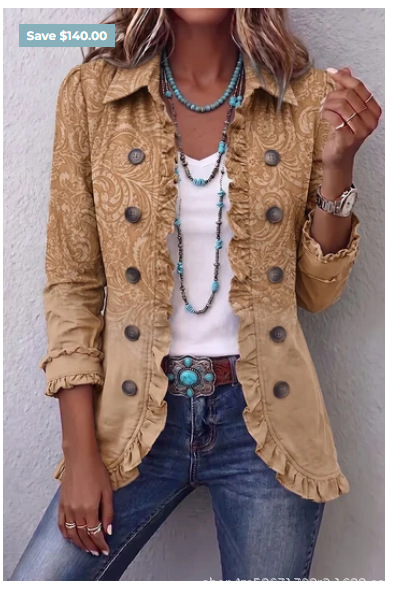 🤲LAST DAY SAVE 49% ⏰Boho-chic Floral Embroidered Utility Ruffled Trim Jacket