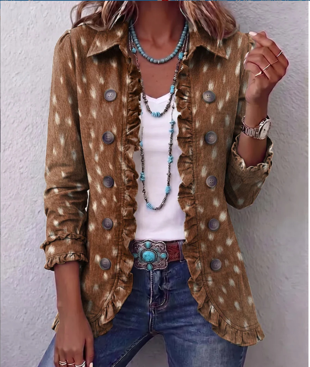 🤲LAST DAY SAVE 49% ⏰Boho-chic Floral Embroidered Utility Ruffled Trim Jacket