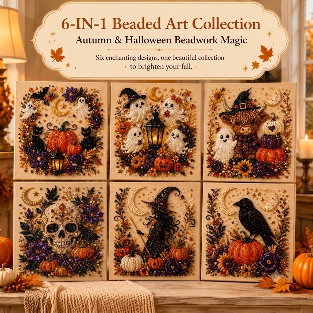 🔥 Last Day 49% OFF – 👻✨ Halloween Pearl Art DIY Kit – Turn Tiny Pearls into Spooky-Cute Magic