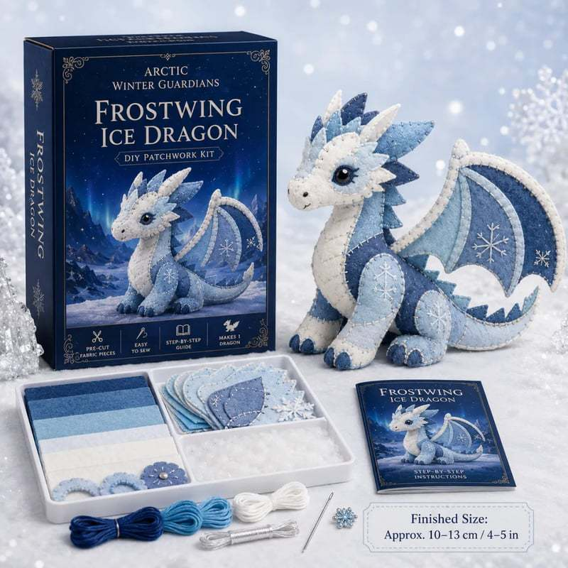 Arctic Winter Guardians DIY Patchwork Kit - Frostwing Ice Dragon - Single