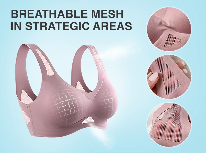 Breathable mesh bra details