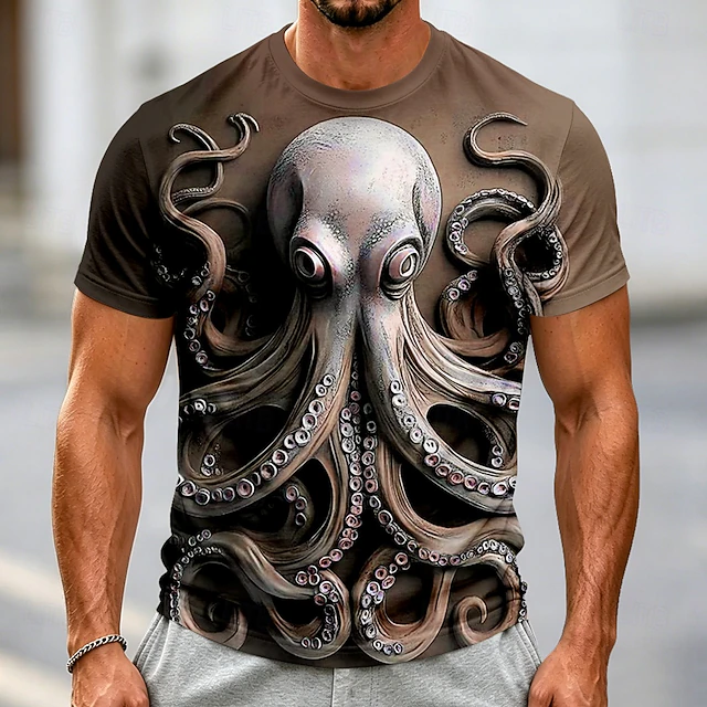 Men's Animal Fish T Shirt Short Sleeve T shirt 