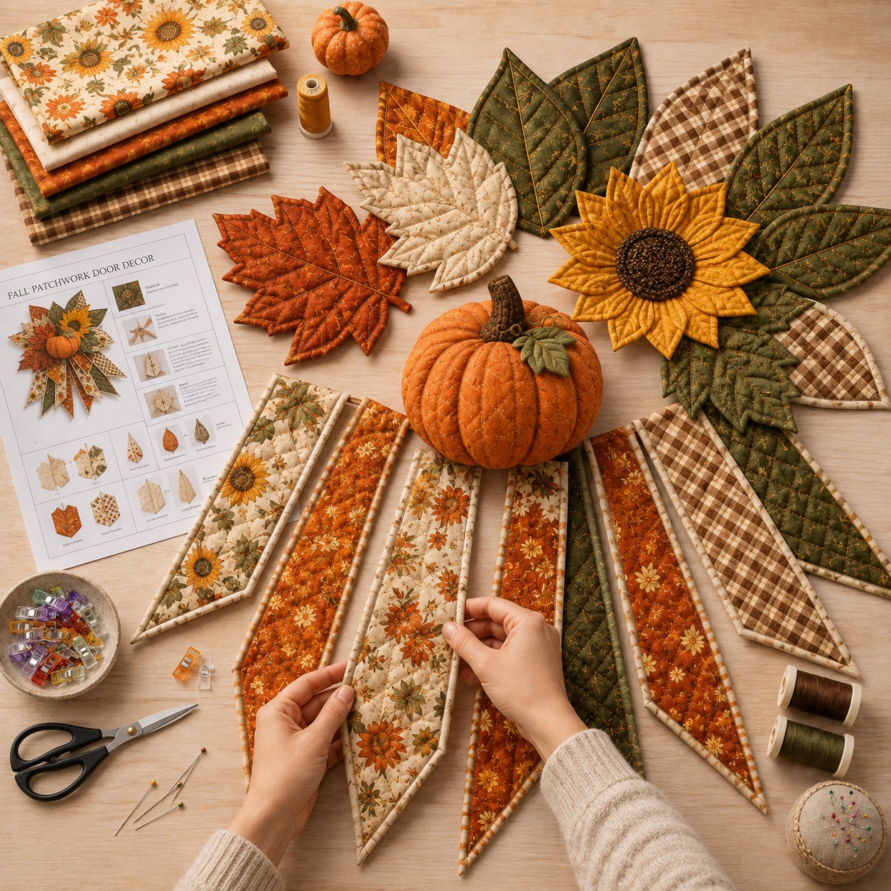 🔥Last Day 49% OFF - 🎃🎀 Oversized Seasonal Quilted Door Bow DIY Sewing Kit