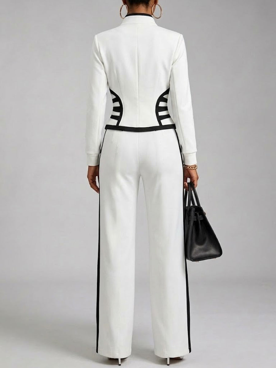 🤲LAST DAY SAVE 49% ⏰Cozy And Casual Two-piece Set Featuring A Slim-fit, Stretchy Zip-up Sweatshirt And Pants With Black Webbing Trim