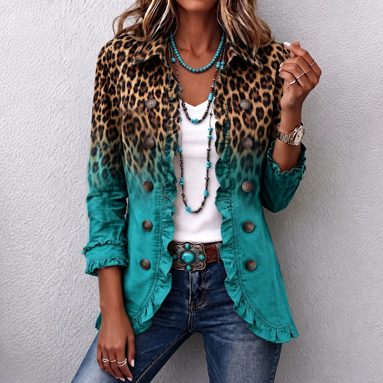 🤲LAST DAY SAVE 49% ⏰Boho-chic Floral Embroidered Utility Ruffled Trim Jacket