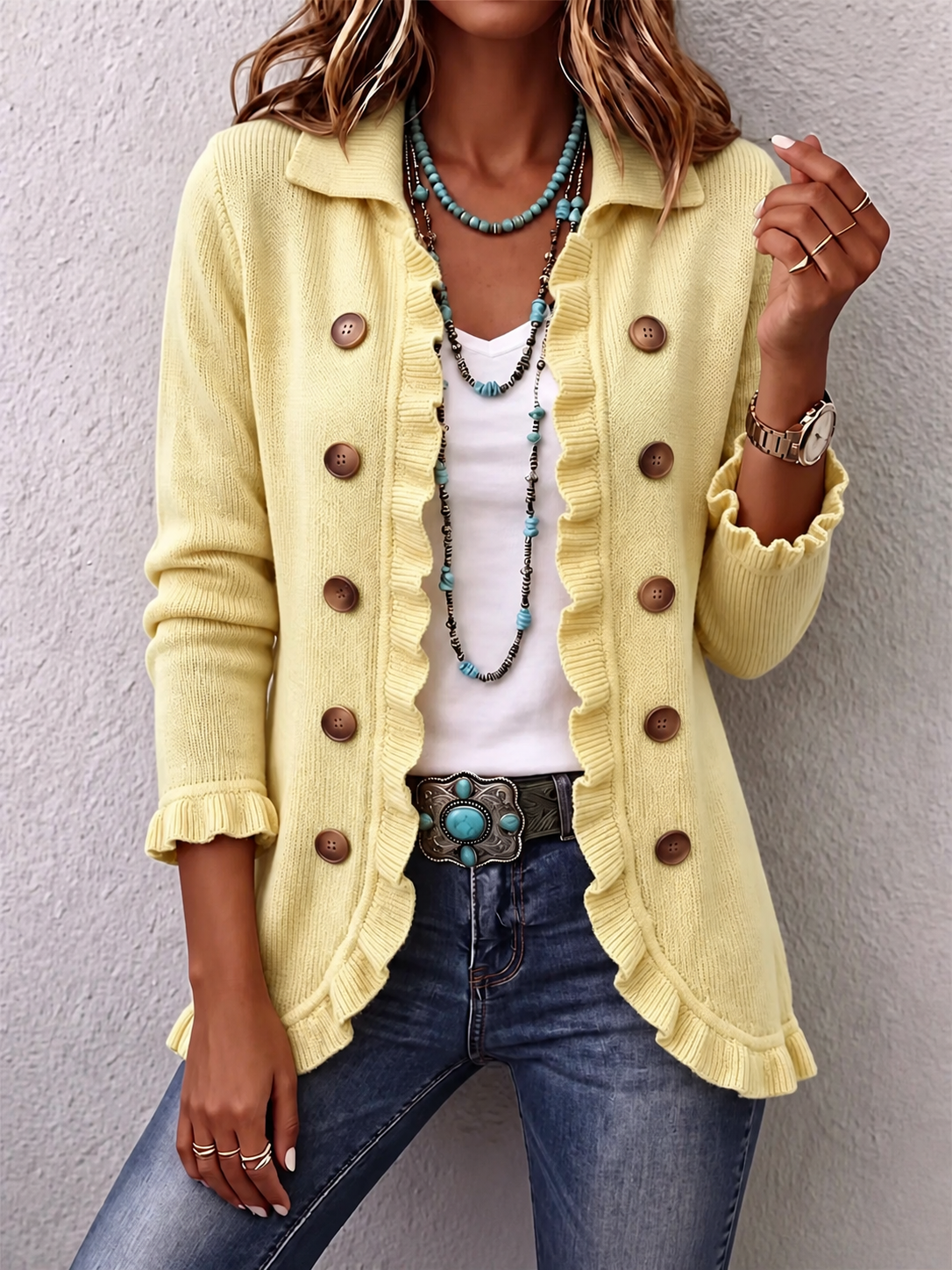 🤲LAST DAY SAVE 49% ⏰Boho-chic Floral Embroidered Utility Ruffled Trim Jacket