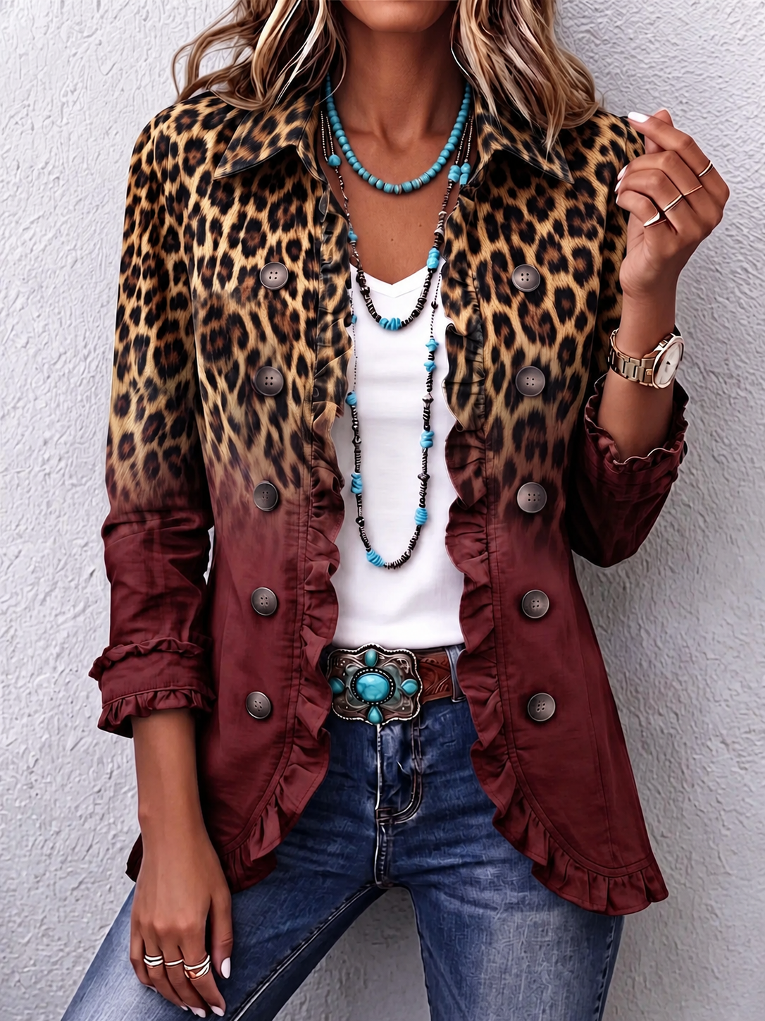 🤲LAST DAY SAVE 49% ⏰Boho-chic Floral Embroidered Utility Ruffled Trim Jacket