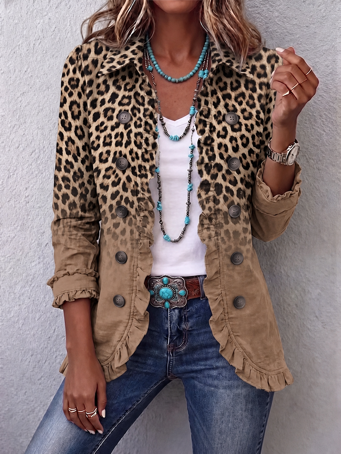 🤲LAST DAY SAVE 49% ⏰Boho-chic Floral Embroidered Utility Ruffled Trim Jacket