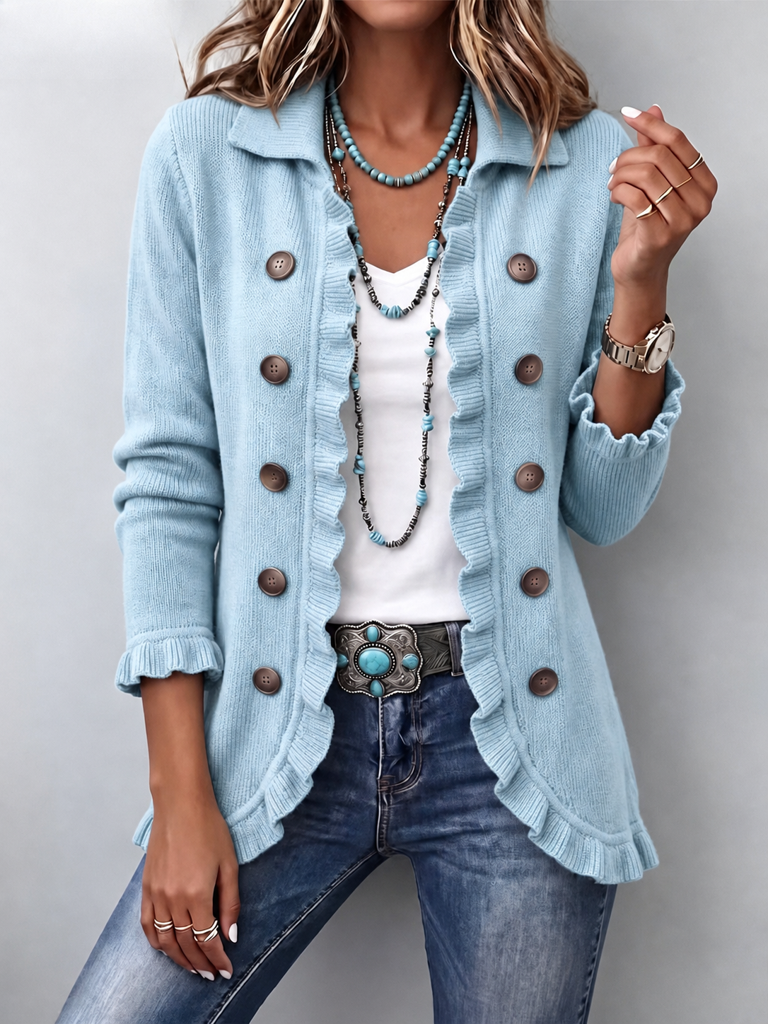 🤲LAST DAY SAVE 49% ⏰Boho-chic Floral Embroidered Utility Ruffled Trim Jacket