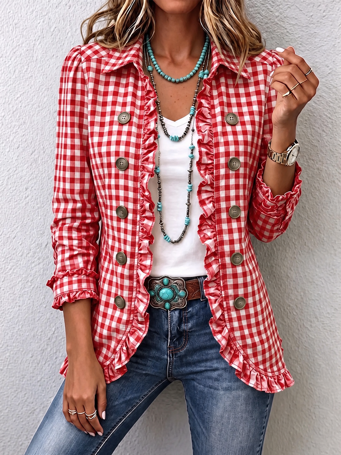 🤲LAST DAY SAVE 49% ⏰Boho-chic Floral Embroidered Utility Ruffled Trim Jacket