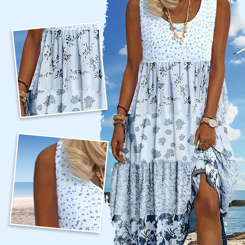 Boho Floral Sleeveless Maxi Dress