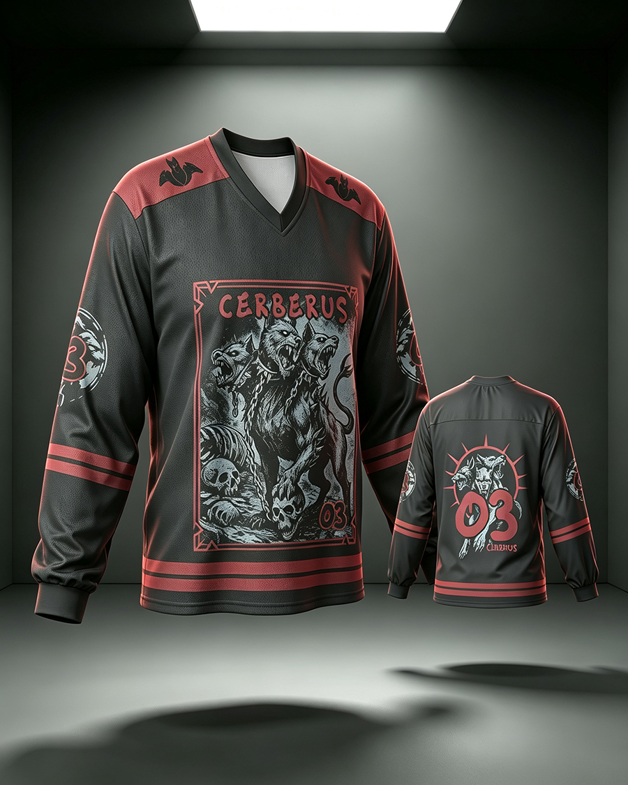 Hell Hound Cerberus V-Neck Long Sleeve Jersey