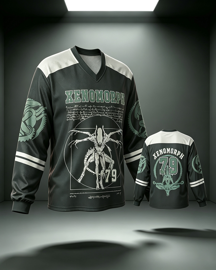 Alien Horror V-Neck Long Sleeve Jersey