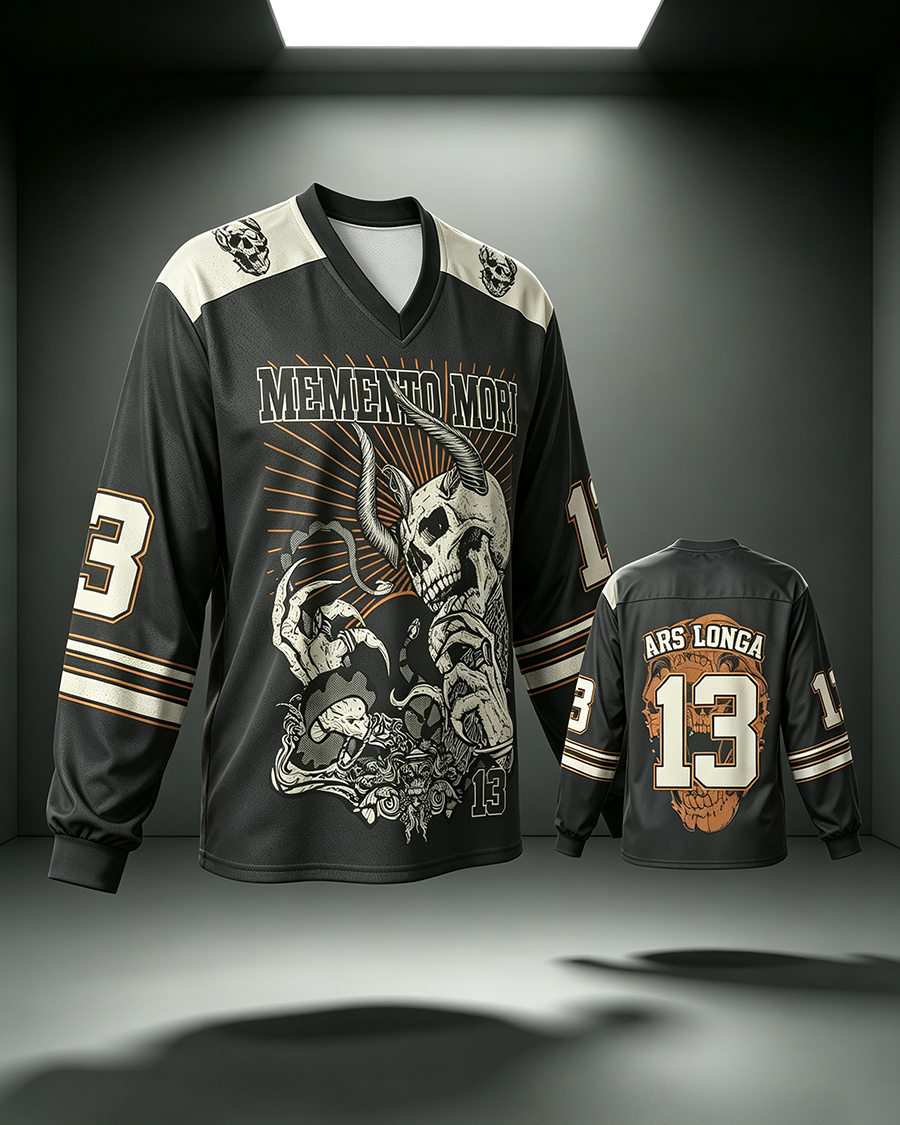 Memento Mori Horror V-Neck Long Sleeve Jersey