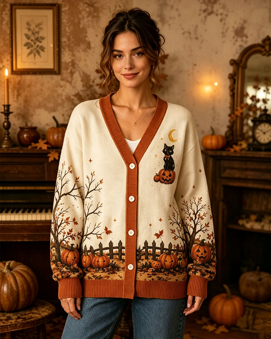 Halloween Haunted House Cat Sweater