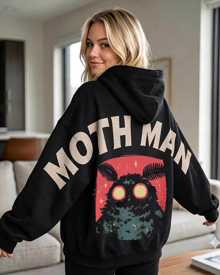 Cryptid Mothman Retro Graphic Hoodie