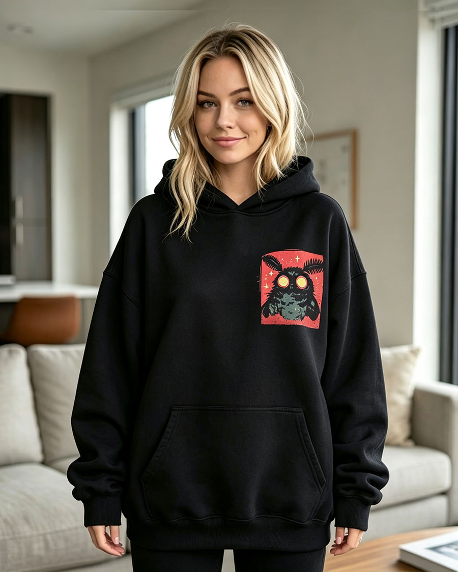 Cryptid Mothman Retro Graphic Hoodie