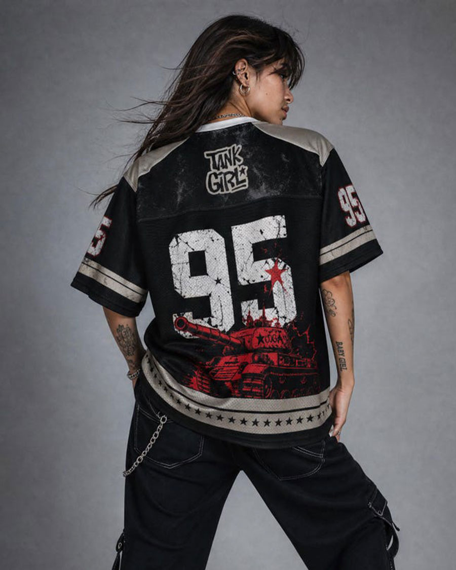 90s Comic Punk Dark Aesthetic Streetwear Mesh Jersey