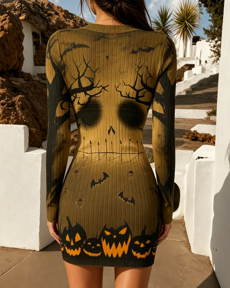 Creepy Graveyard Bodycon Mini Dress