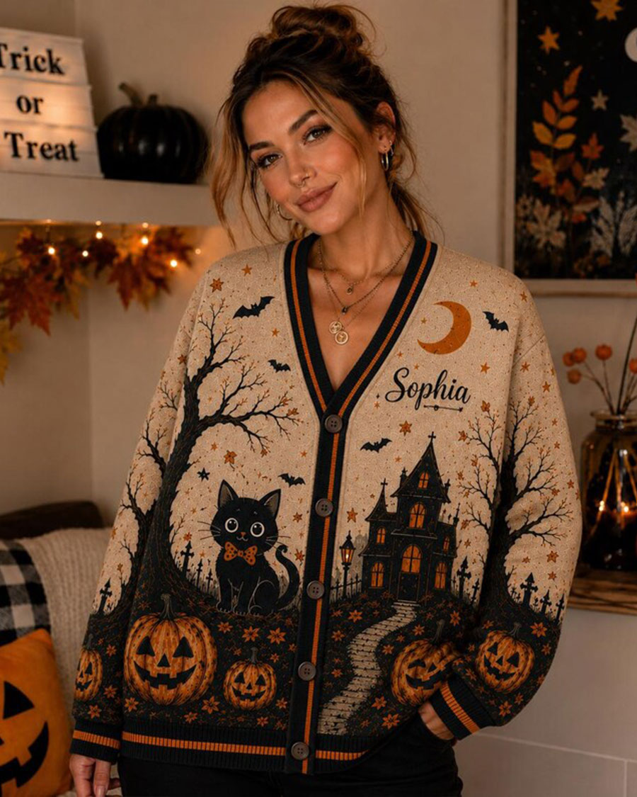 Halloween Haunted House Knitted Sweater