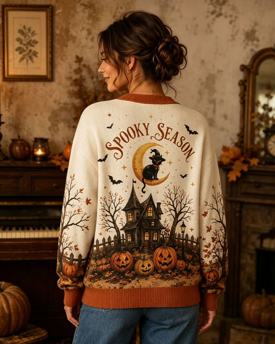Halloween Haunted House Cat Sweater