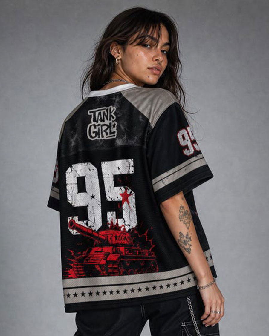 90s Comic Punk Dark Aesthetic Streetwear Mesh Jersey