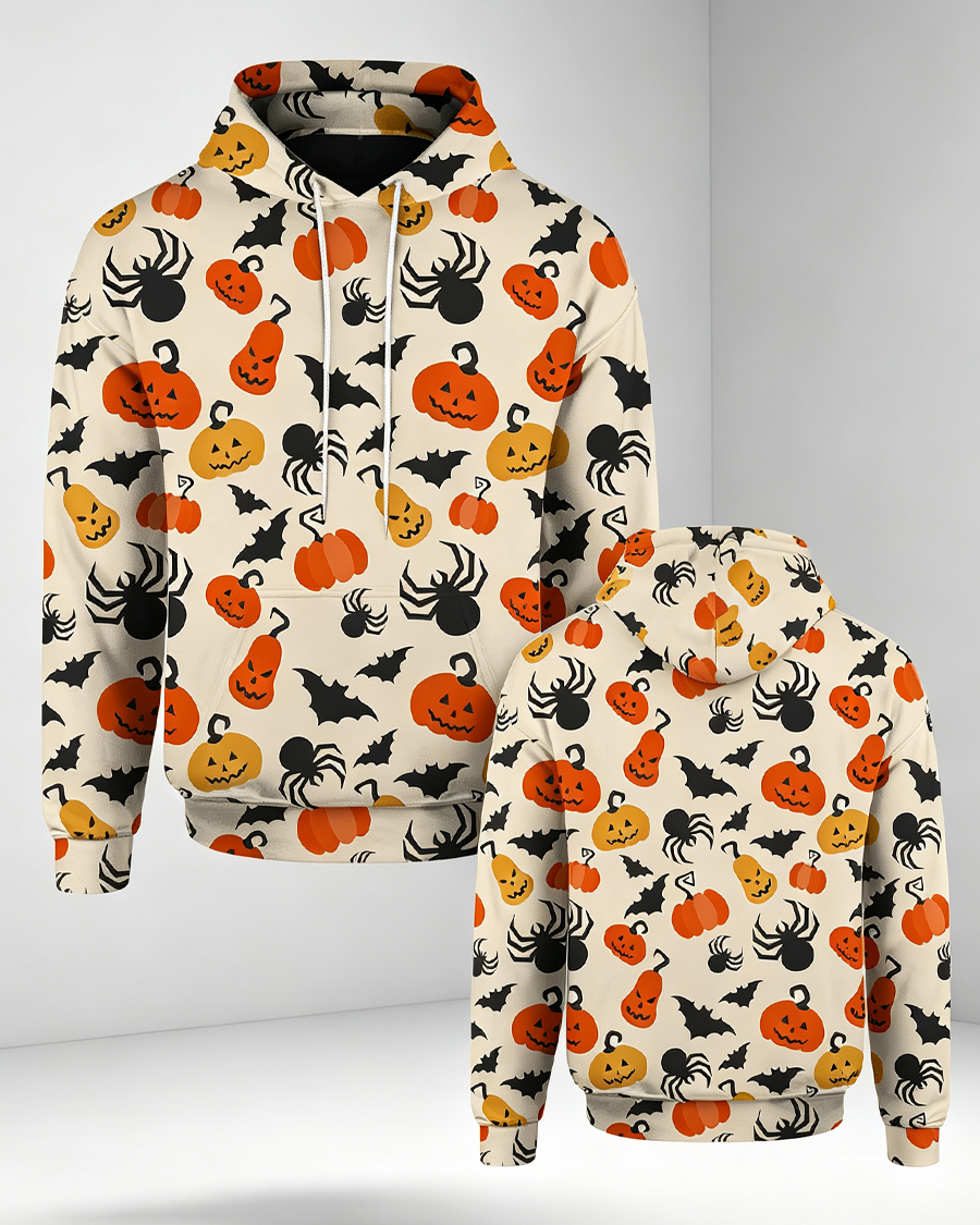 Pumpkin Spider Bat Halloween Hoodie