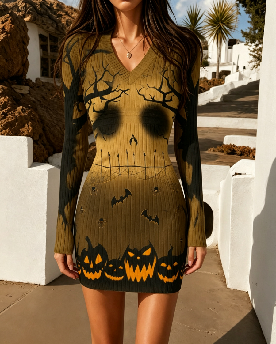 Creepy Graveyard Bodycon Mini Dress
