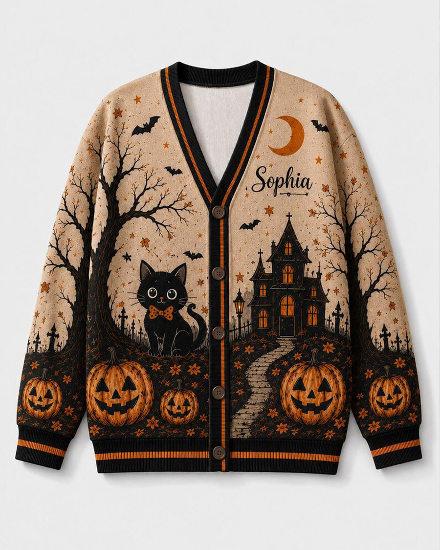 Halloween Haunted House Knitted Sweater