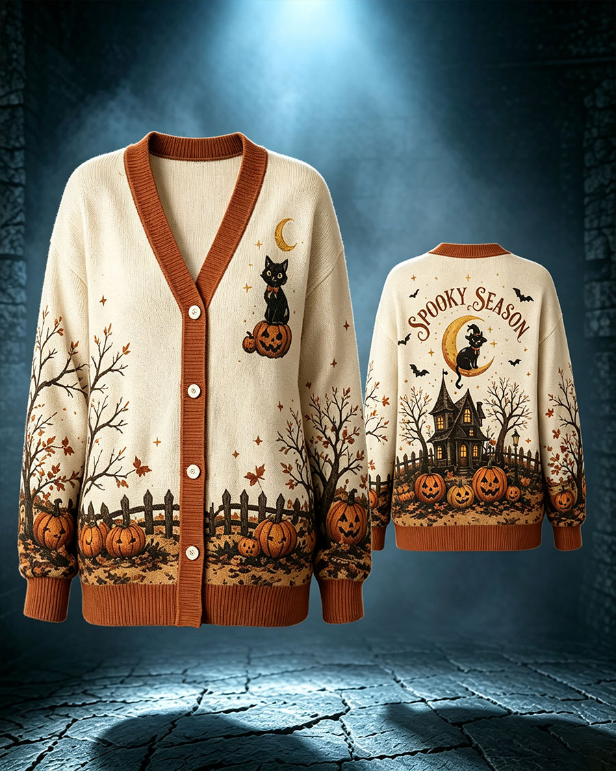 Halloween Haunted House Cat Sweater