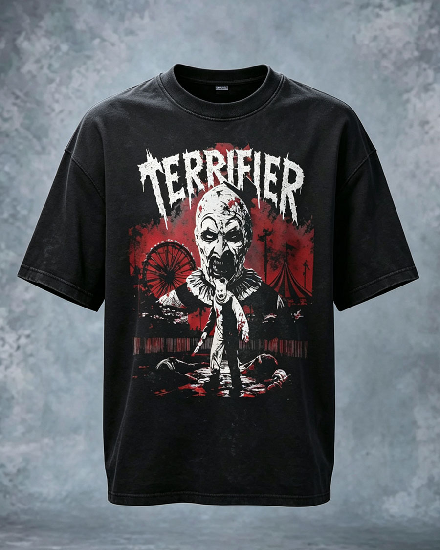 Sinister Carnival Clown Horror Washed T-Shirt