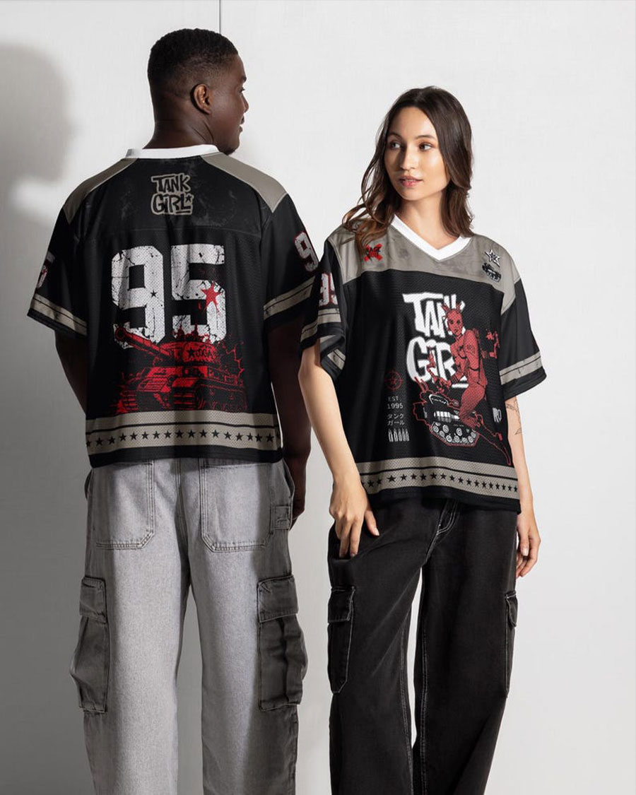 90s Comic Punk Dark Aesthetic Streetwear Mesh Jersey