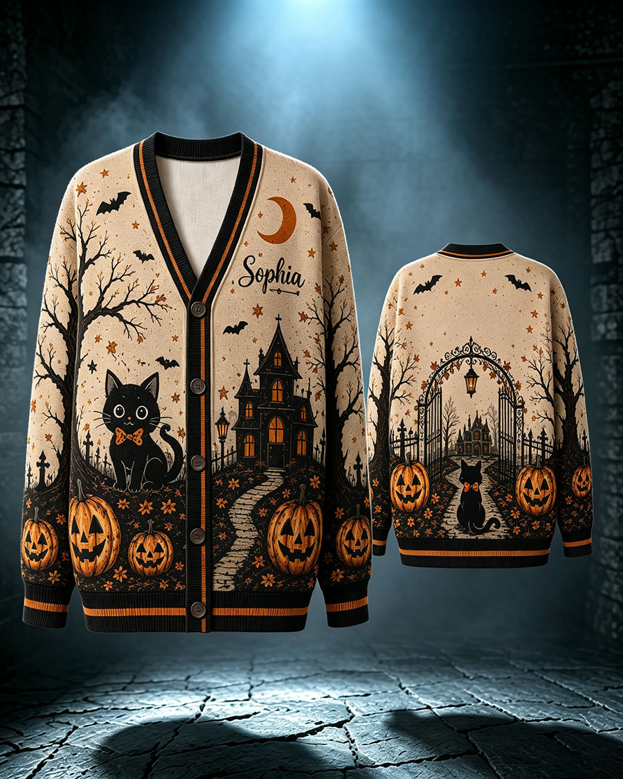 Halloween Haunted House Knitted Sweater