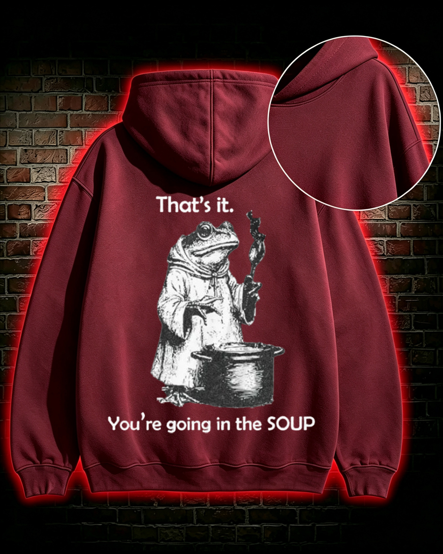 Retro Whimsical Dark Humor Frog Chef Casual Hoodie
