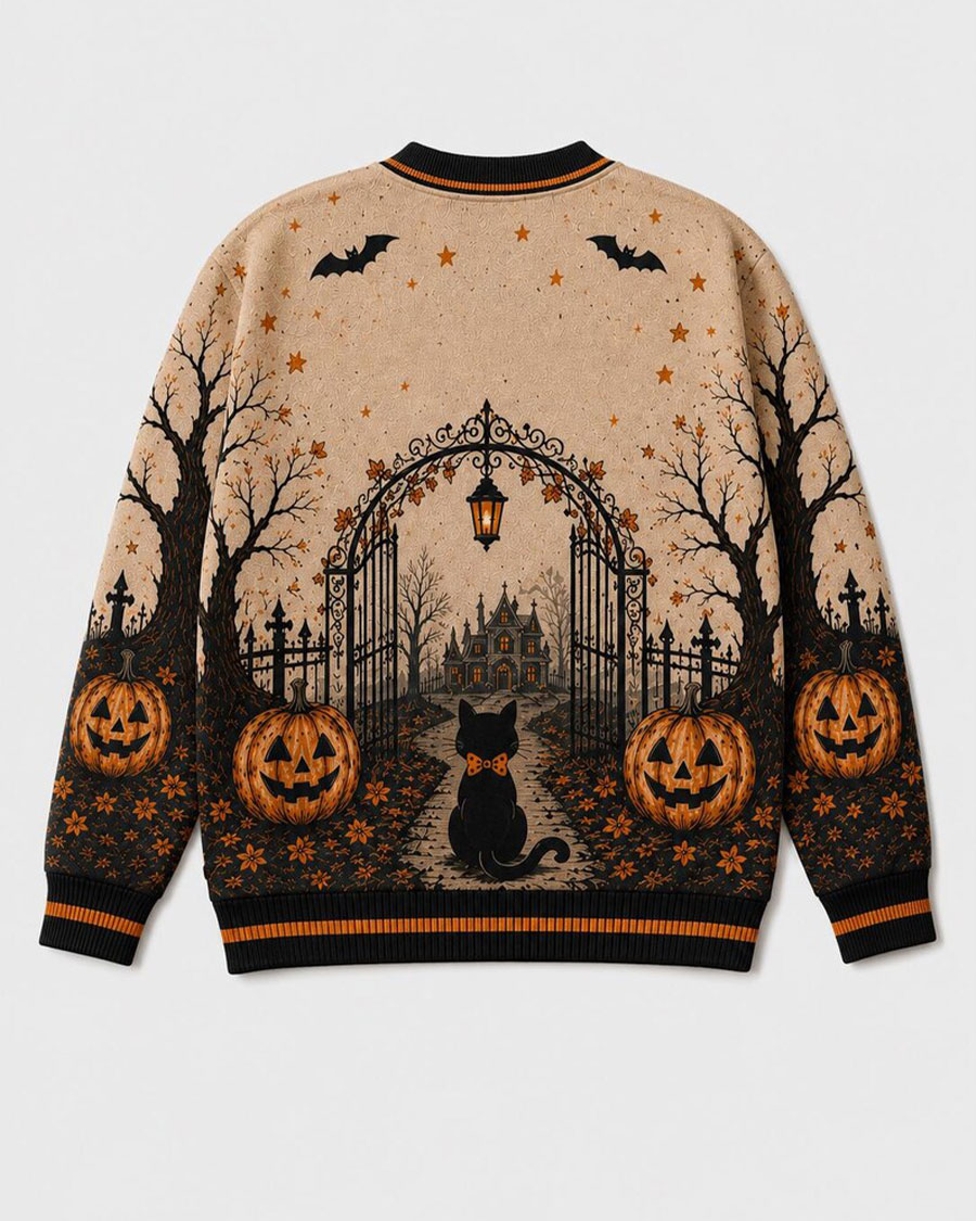 Halloween Haunted House Knitted Sweater