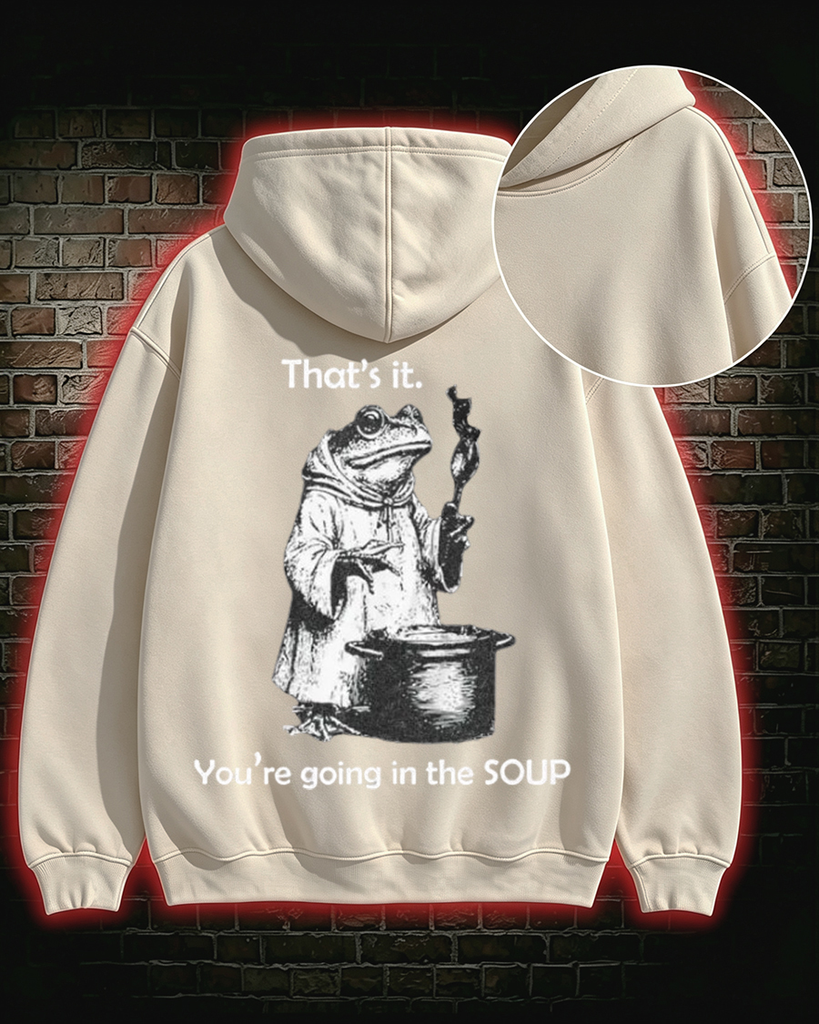 Retro Whimsical Dark Humor Frog Chef Casual Hoodie