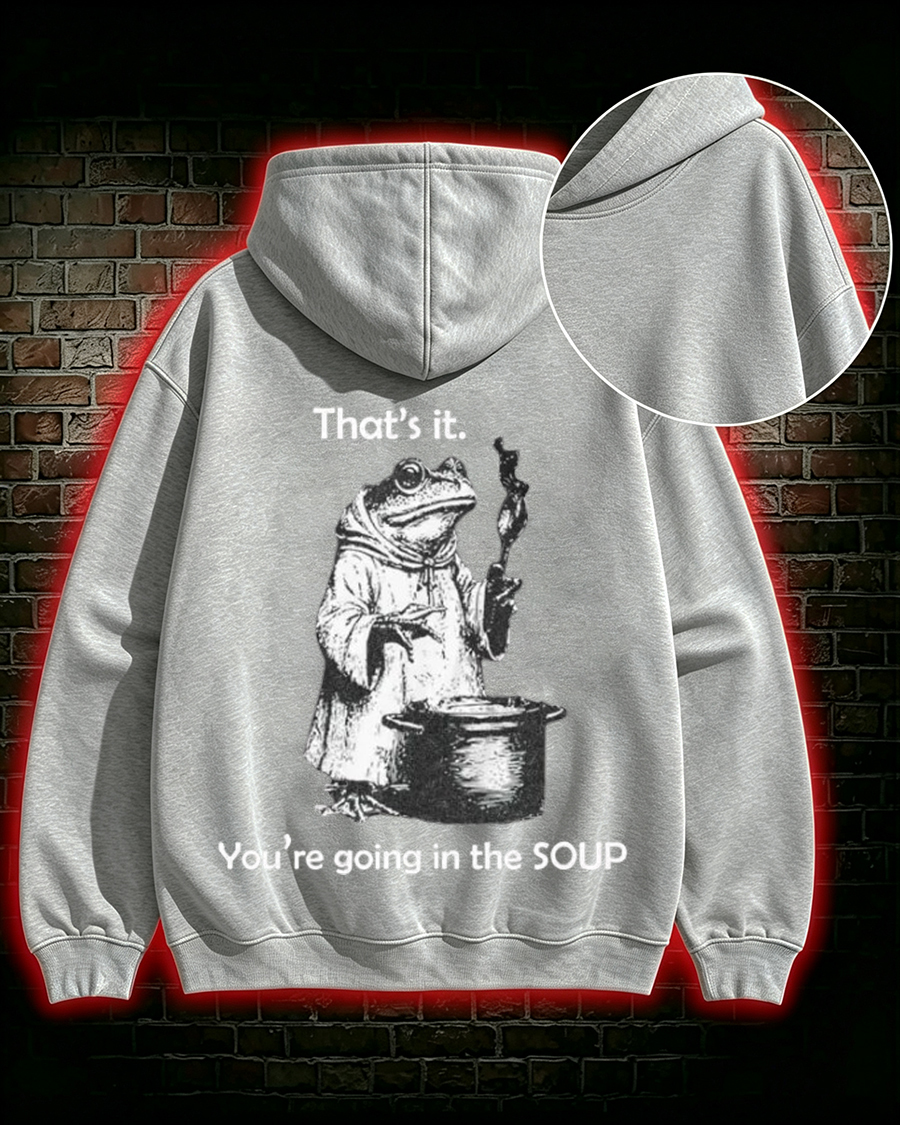 Retro Whimsical Dark Humor Frog Chef Casual Hoodie