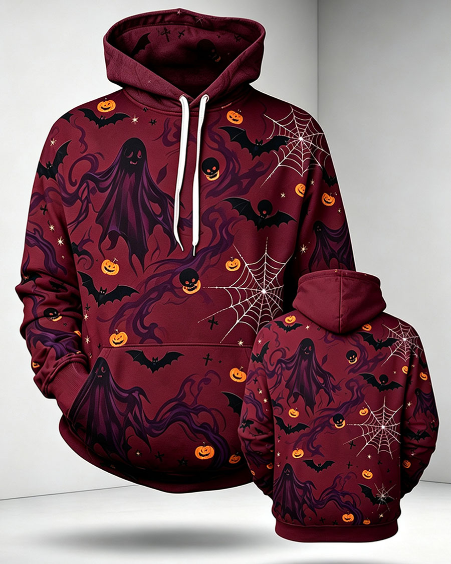 Dark Gothic Ghost Pumpkin Spider Web Hoodie