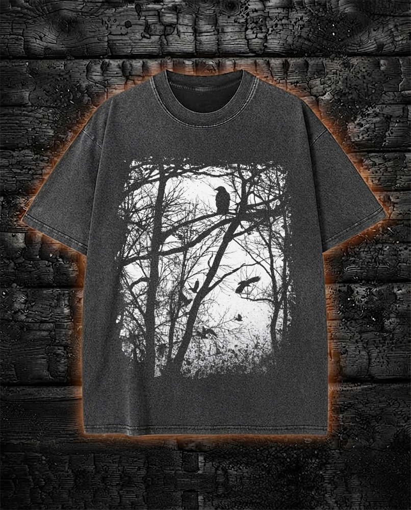 Tree Forest Raven Washed T-Shirt