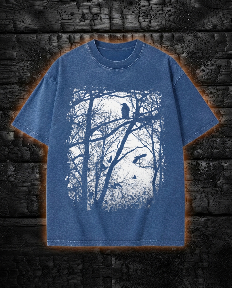Tree Forest Raven Washed T-Shirt