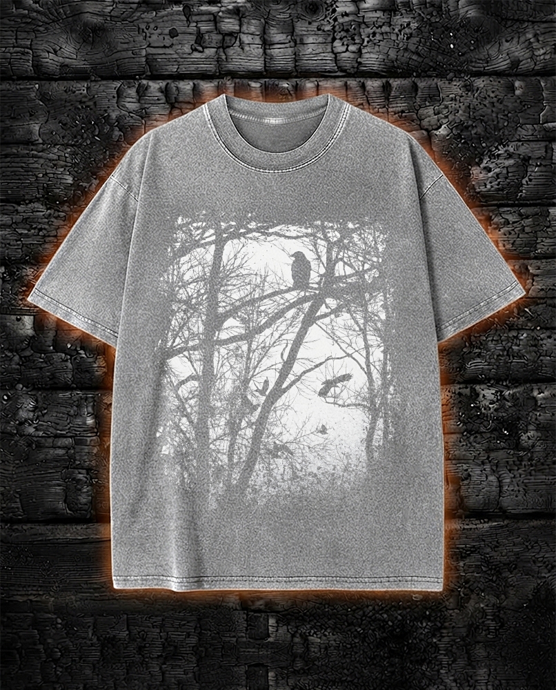 Tree Forest Raven Washed T-Shirt