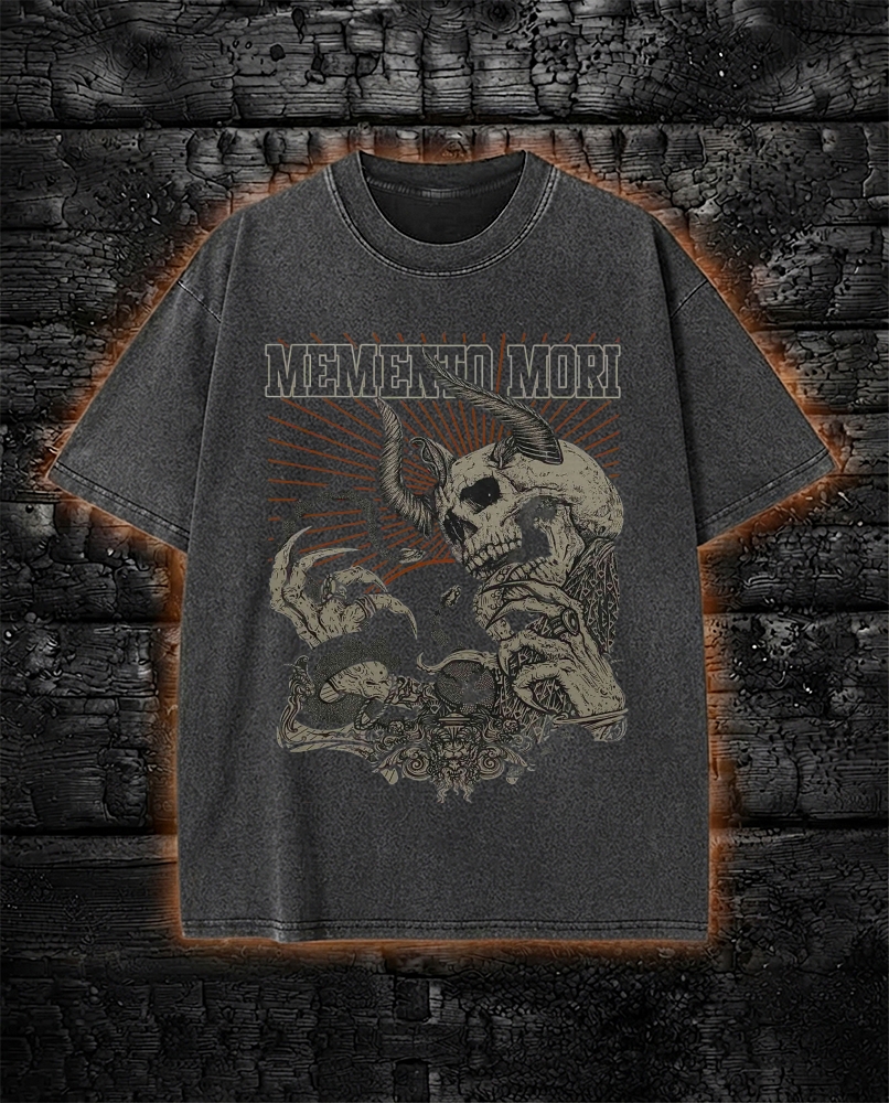 Memento Mori Horror Dark Washed T-Shirt