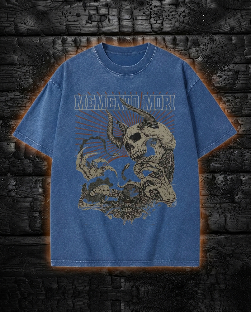 Memento Mori Horror Dark Washed T-Shirt