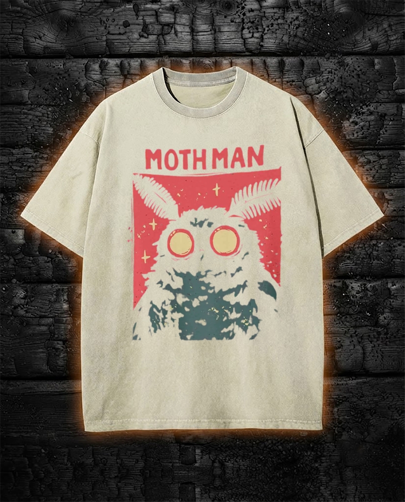 Vintage Cryptid Mothman Retro Graphic Washed T-Shirt