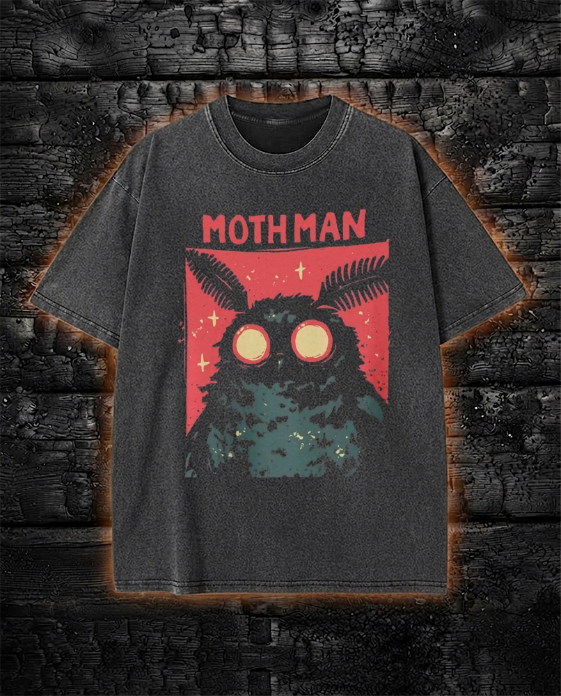 Vintage Cryptid Mothman Retro Graphic Washed T-Shirt