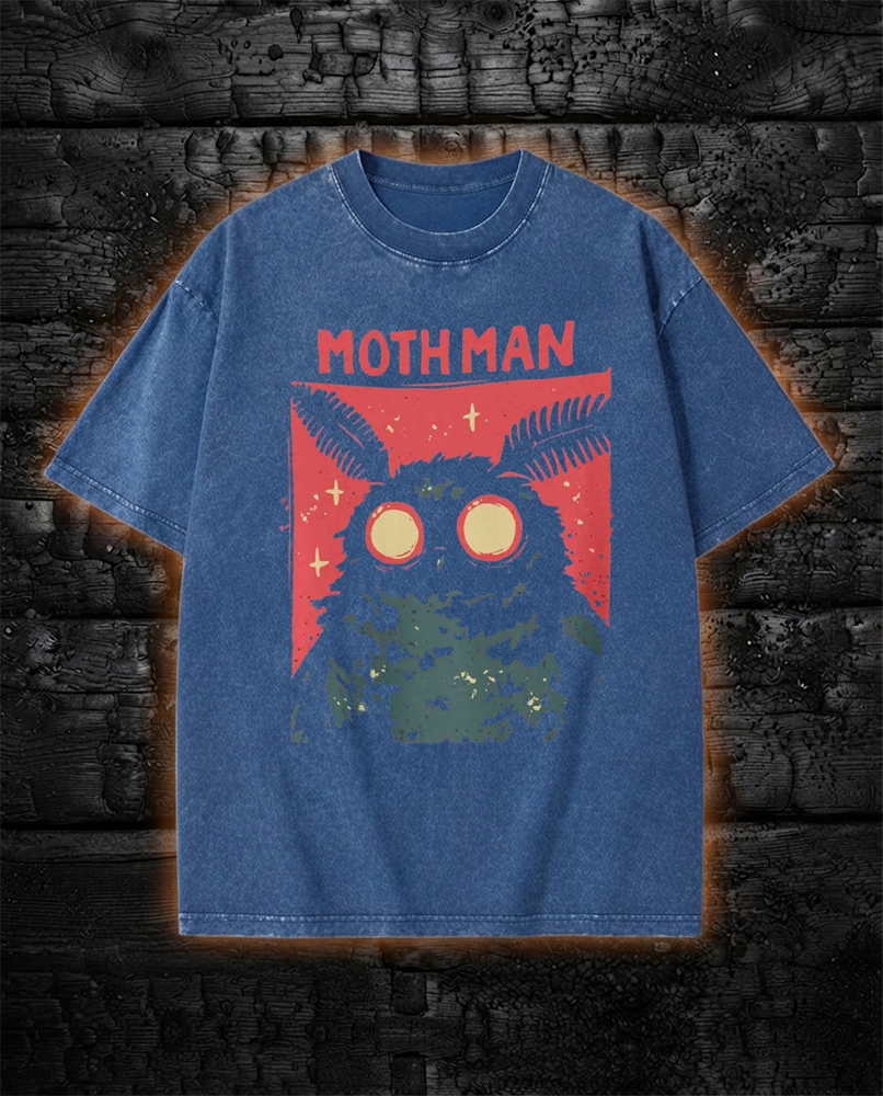 Vintage Cryptid Mothman Retro Graphic Washed T-Shirt