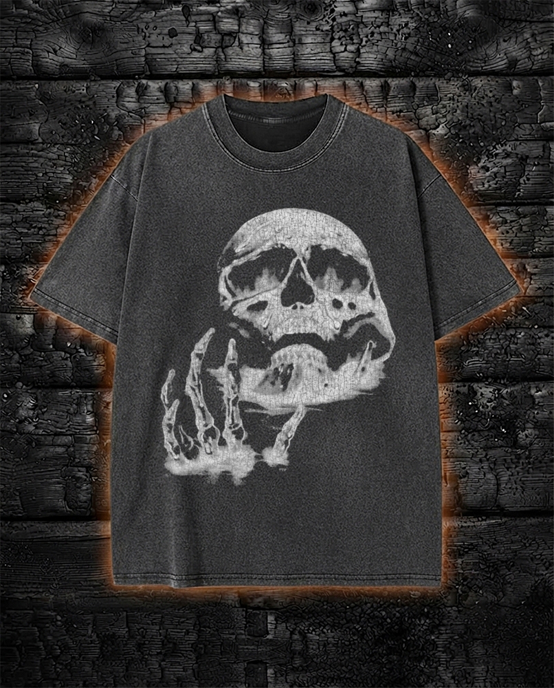 Vintage Skeleton Goth Rock Edgy Punk Washed T-Shirt
