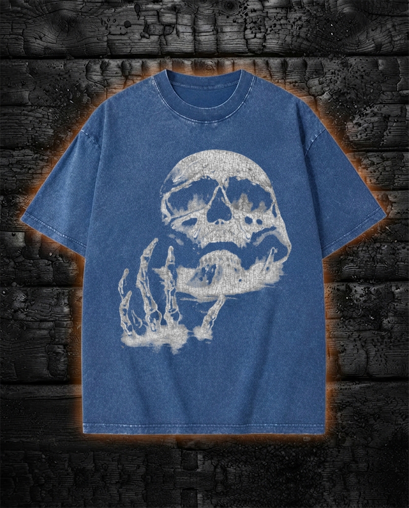 Vintage Skeleton Goth Rock Edgy Punk Washed T-Shirt