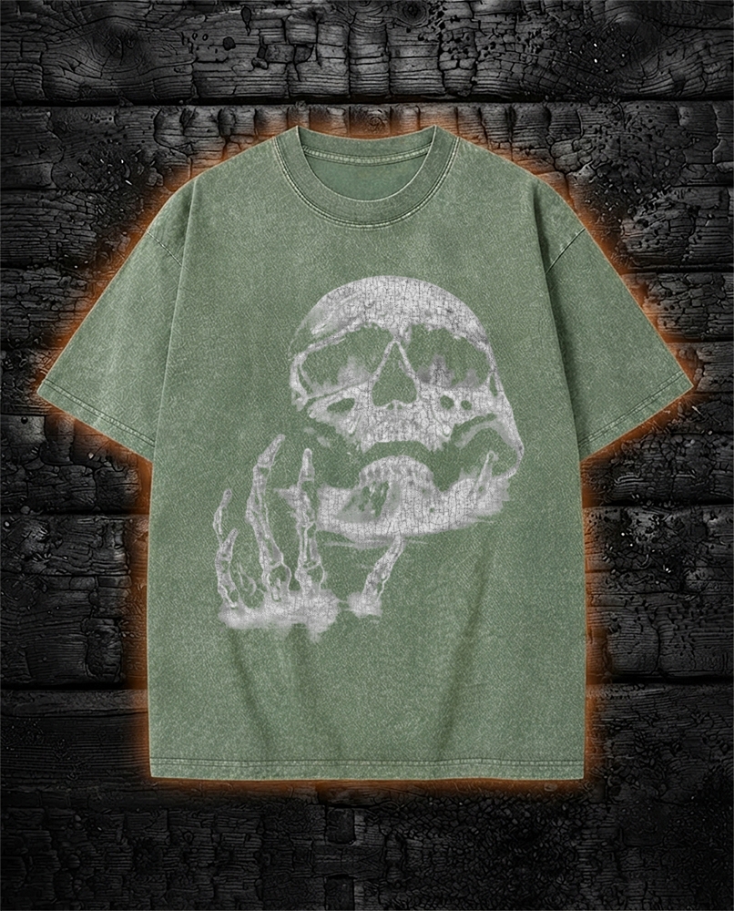 Vintage Skeleton Goth Rock Edgy Punk Washed T-Shirt