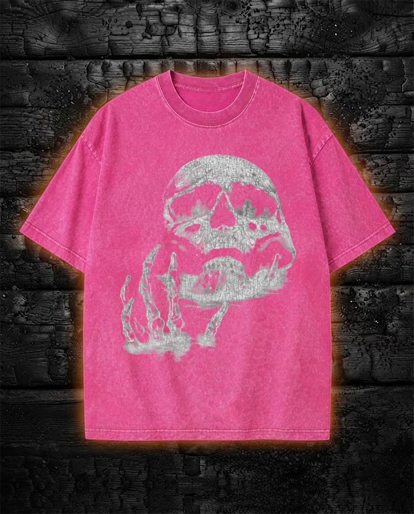 Vintage Skeleton Goth Rock Edgy Punk Washed T-Shirt